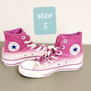 Converse Size 5 shoes pink and white high tops